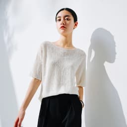 European station summer ice silk pleated short sleeve T-shirt women's round collar loose versatile solid color knit top