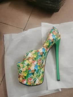 Crossdresser Red 19cm Ultra High Metal Thin Heels Cosplay Lace Bling Pumps Wedding Shoes Woman Steel Pipe Dance Stilettos