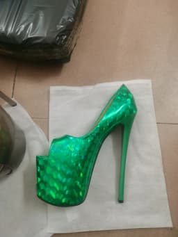 Crossdresser Red 19cm Ultra High Metal Thin Heels Cosplay Lace Bling Pumps Wedding Shoes Woman Steel Pipe Dance Stilettos