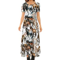 Colorful Horse Art Dress Lady's Secret Horses Racing Kawaii Maxi Dress Street Wear Bohemia Long Dresses Pattern Oversize Vestido
