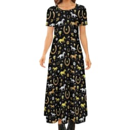 Colorful Horse Art Dress Lady's Secret Horses Racing Kawaii Maxi Dress Street Wear Bohemia Long Dresses Pattern Oversize Vestido