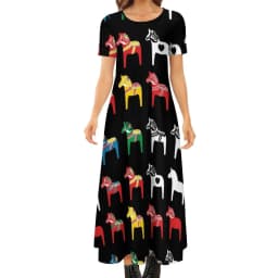 Colorful Horse Art Dress Lady's Secret Horses Racing Kawaii Maxi Dress Street Wear Bohemia Long Dresses Pattern Oversize Vestido