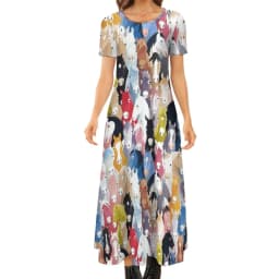 Colorful Horse Art Dress Lady's Secret Horses Racing Kawaii Maxi Dress Street Wear Bohemia Long Dresses Pattern Oversize Vestido