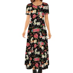Colorful Horse Art Dress Lady's Secret Horses Racing Kawaii Maxi Dress Street Wear Bohemia Long Dresses Pattern Oversize Vestido