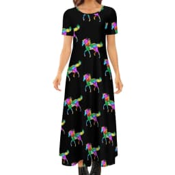 Colorful Horse Art Dress Lady's Secret Horses Racing Kawaii Maxi Dress Street Wear Bohemia Long Dresses Pattern Oversize Vestido