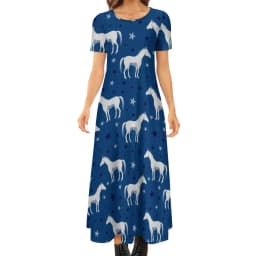 Colorful Horse Art Dress Lady's Secret Horses Racing Kawaii Maxi Dress Street Wear Bohemia Long Dresses Pattern Oversize Vestido