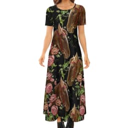 Colorful Horse Art Dress Lady's Secret Horses Racing Kawaii Maxi Dress Street Wear Bohemia Long Dresses Pattern Oversize Vestido