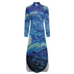 Abstract Sky Chiffon Dress Sexy V Neck Van Gogh Starry Night Cute Dresses Women Streetwear Casual Dress Summer Graphic Vestido