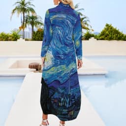 Abstract Sky Chiffon Dress Sexy V Neck Van Gogh Starry Night Cute Dresses Women Streetwear Casual Dress Summer Graphic Vestido