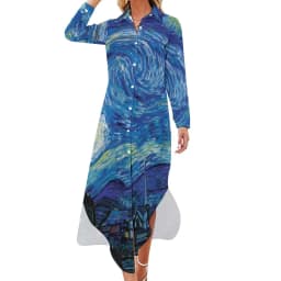 Abstract Sky Chiffon Dress Sexy V Neck Van Gogh Starry Night Cute Dresses Women Streetwear Casual Dress Summer Graphic Vestido