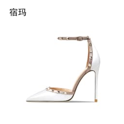 shoes woman 2025 trend Leather Women's Sandals Summer Gladiator Ankle Strap Party Sexy High Heels Luxury Rivets Ladies Shoes