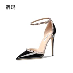 shoes woman 2025 trend Leather Women's Sandals Summer Gladiator Ankle Strap Party Sexy High Heels Luxury Rivets Ladies Shoes