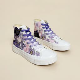 Amy and Michael Original Design Anmie Cartoon Sneakers Kawaii Girl Students Hand Painted Canvas Shoes  Women High Top Plimsolls