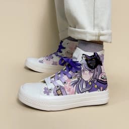 Amy and Michael Original Design Anmie Cartoon Sneakers Kawaii Girl Students Hand Painted Canvas Shoes  Women High Top Plimsolls