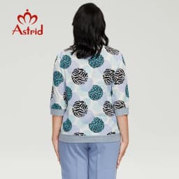 Astrid Women's T-Shirt 2022 Female Oversized Top O-Neck Daily All-Match Clothing Fashion Leopard Polka Dot Print Tee Shirt Trend