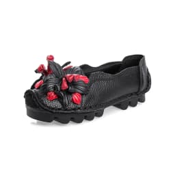 Vintage Real Leather Ballet Flats Shoes Women's Loafers Anti Skid Blue Moccasins Ladies Waterproof Driving Shoes Big Size 42