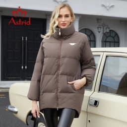 Astrid 2022 winter women's jackets Mid-length Coat Hooded Design stand collar parka Female fashion clothing ZR-7574