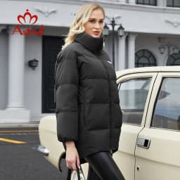 Astrid 2022 winter women's jackets Mid-length Coat Hooded Design stand collar parka Female fashion clothing ZR-7574