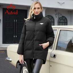 Astrid 2022 winter women's jackets Mid-length Coat Hooded Design stand collar parka Female fashion clothing ZR-7574