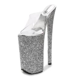 26CM Sequins Platform Super High Heels Sandals Stiletto Ladies Transparent Models Shoes Slippers Summer Nightclub Women's Pumps