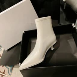 QUTAA 2023 Women Ankle Boots Autumn Winter Office Lady Dress Pointed Toe Thin High Heel Genuine Leather Shoes Woman Size 34-39