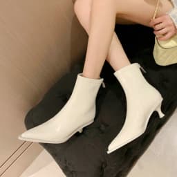 QUTAA 2023 Women Ankle Boots Autumn Winter Office Lady Dress Pointed Toe Thin High Heel Genuine Leather Shoes Woman Size 34-39