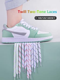 New Shoelaces for Sneakers Flat Shoelace Original Twill Two-Tone Pattern Premium Colorful Shoe Laces Athletic Unisex Shoestring