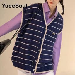Vintage Cardigan 2025 New Printed Sleeveless Single Breasted Oversized Knitted Vest Women Casual Streetwear Womens Sweater