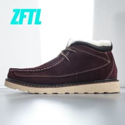 ZFTL Men's Winter Warm boots Wool Snow Casual Boots Men's cowhide thick-soled bread shoes Thickened casual men's cotton boots