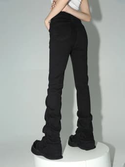 REDDACHiC Stacked Flare Jeans Women Black Trousers Goth Retro Solid Stretch High Rise Boot Cut Pants Japanese Korean Y2k Fashion