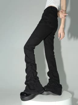 REDDACHiC Stacked Flare Jeans Women Black Trousers Goth Retro Solid Stretch High Rise Boot Cut Pants Japanese Korean Y2k Fashion