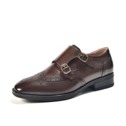 BeauToday Monk Shoes Women Genuine Cow Leather Buckle Strap Brogue Style Round Toe Casual Ladies Flats Handmade 27195