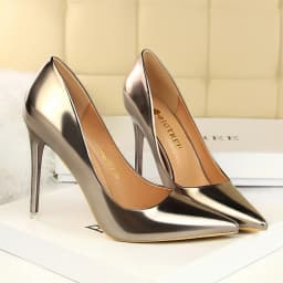 Shiny Metallic High-Heels Silver Gold Ladies Pumps Stilettos Wedding Bride Women Heeled Shoes Simple Beautiful Shoes Size 43
