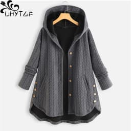 UHYTGF Chaquetas Women Jackets Korean Loose 8XL Big Size Coat Female Mid Length Hooded Spring Autumn Tops Outewear Jaquetas 1874