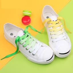 1 Pair Of Colored Canvas Silk Shoelaces Candy Gradient Shoe Lace Solid Color Party Shoe Laces Children's And Adult Shoestrings
