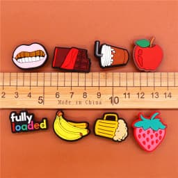 Cute Food Style Shoe Charms Accessories Coffee Chocolate Beer Banana Apple Shoes Buckle Decorations Fit Kids X-mas Party Gifts