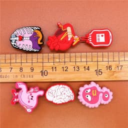 1pcs Human Organs Shoe Charms Heart Brain Stomach PVC Shoe Accessories Decoration Clog Pins Fit Party Kids Gifts