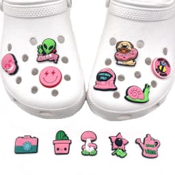Shoe Charms Accessories Decoration Cute Pink Hole Shoes Flower Shoe Buckle PVC Soft Plastic Cartoon Detachable Match 1pcs