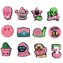 Shoe Charms Accessories Decoration Cute Pink Hole Shoes Flower Shoe Buckle PVC Soft Plastic Cartoon Detachable Match 1pcs