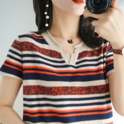 100% Cotton Short-sleeved Summer New Women's V-Neck Slim Pullover Tee Women's Plus Size Color stripe Knitted Bottoming T-shirt