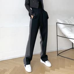 LMQ NEW 2020 Women Contrast Stitching Straight Wide Leg High Waist Sweatpants Casual Simple Elastic Harem Trousers