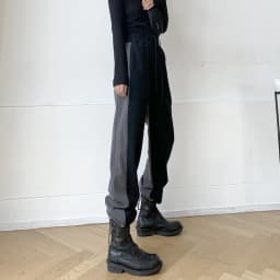 LMQ NEW 2020 Women Contrast Stitching Straight Wide Leg High Waist Sweatpants Casual Simple Elastic Harem Trousers