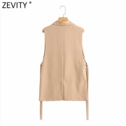 Zevity Women 2021 Fashion Solid Side Split One-Button Vest Vintage Female Sleeveless Outerwear Suit Chic Outwear Waistcoat CT734