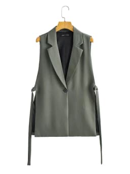 Zevity Women 2021 Fashion Solid Side Split One-Button Vest Vintage Female Sleeveless Outerwear Suit Chic Outwear Waistcoat CT734
