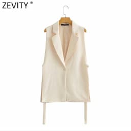 Zevity Women 2021 Fashion Solid Side Split One-Button Vest Vintage Female Sleeveless Outerwear Suit Chic Outwear Waistcoat CT734