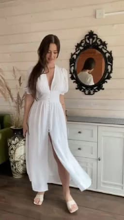 Clacive White Sexy Single-Breasted Women'S Dress 2022 Elegant Short Sleeve V-Neck Party Dresses Lady Casual Slim Midi Dress