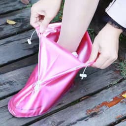 1Pair Waterproof Shoe Cover Men Women's Silicone Sport Rain Boot Cover with Layer Non-slip Material Wear-resistant Thick Reusab