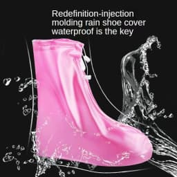 1Pair Waterproof Shoe Cover Men Women's Silicone Sport Rain Boot Cover with Layer Non-slip Material Wear-resistant Thick Reusab