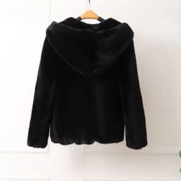 Lucyever High Quality Faux Rabbit Fur Hooded Coat Women Black Luxury Faux Fur Jacket Female Winter Zip Thick Warm Furry Coats