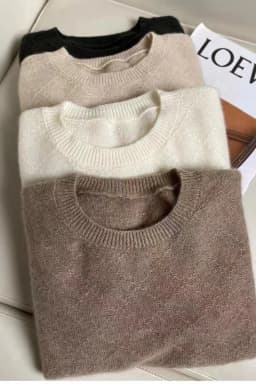 Cashmere knit short sleeve women's bottom loose  half sleeve T-shirt spring and autumn pullover short wool sweater
